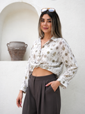 شومیز باکسی گت دار زنانه وارداتی طرحدار کد 30897